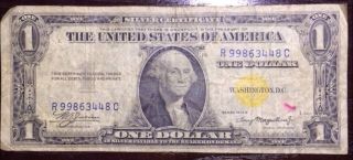 1935 A North African Silver Certificate One Dollar.  Yellow Seal.  Rare photo
