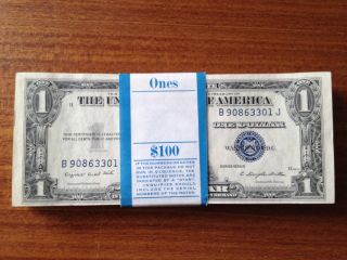 1935 (g) $1.  00 Silver Certs.  (100) Consecutive /w Bep Bank Band photo