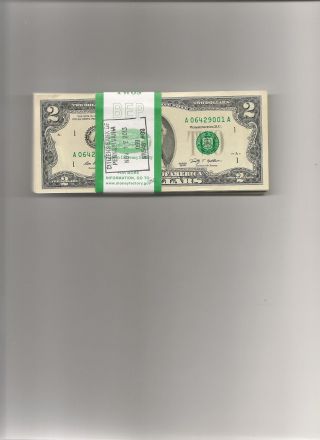 5 2009 $2 Boston A Frn Consecutive Sns Bep From A Pack Cu Unc photo