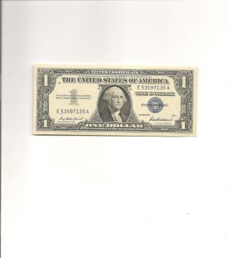 1957 One Dollar United States Silver Certificate Sn E 53597135a Gem Unc photo
