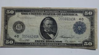 Series Of 1914 Large Cleveland $50 Federal Reserve Note photo