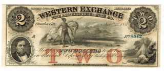 $2 1857 Western Exchange Fire & Marine Insurance Co Obsolete Omaha City Ne Fx photo