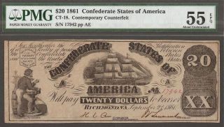 1861 Civil War $20 Dollar Csa 