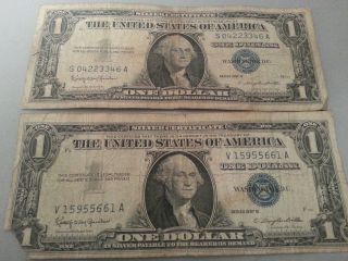 2 Series 1957 B One Dollar Silver Certificate photo