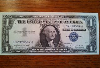 Vintage1957 Silver Certificate A Note With Blue Seal.  Non Circulated. photo