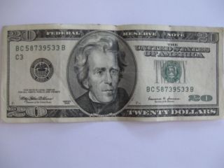 Twenty Dollar $20.  00 Federal Reserve Note Full House Note Circulated Crisp Cond. photo