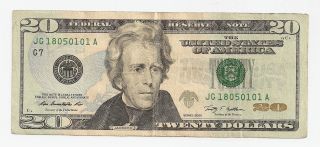 Fancy Twenty Dollar Federal Reserve Note Serial No.  1805 - 01 - 01 photo