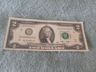 U.  S.  2009 Two Dollars Federal Reserve Note Cleveland photo