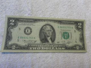 1976 Two Dollars Federal Reserve Note Green Seal Philadelphia photo