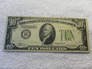 1934 U.  S.  Ten Dollars Federal Reserve Note Green Seal photo