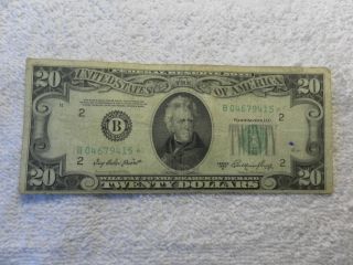 1950 A U.  S.  Star Twenty Dollars Federal Reserve Note Green Seal photo