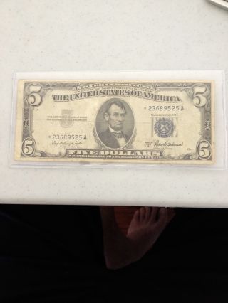 1953 A 5 Dollar Silver Certificate Star Note - You Grade photo