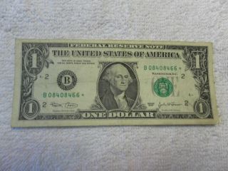2003 U.  S One Dollar Star Federal.  Reserve Note Green Seal York 2 photo