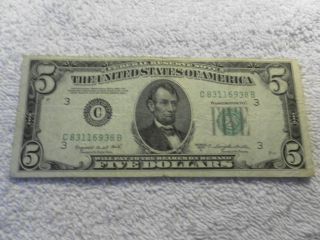 1950 C Five Dollars Federal Reserve Note Green Seal photo