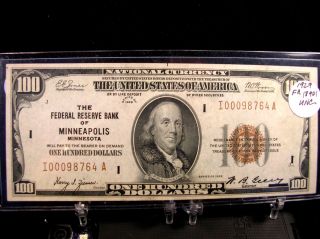 1929 $100 National Currency Note. . .  Brown Seal. . .  Take A Look photo