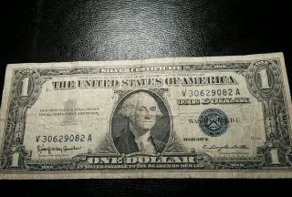 $1 Silver Certificate 1957 B Washington Currency Bill Rare Old Paper Money photo