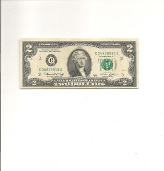 Cu Unc $2 Two Dollar Bill 1976 Series Philadelphia C Note photo