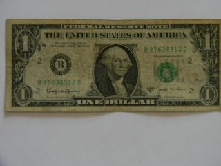 1963b One Dollar B Series Federal Reserve Note photo