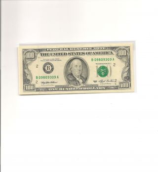 Rare 1993 $100 York Frn B09809309a Cu Withrow & Bentsen Scarce Low Printing photo