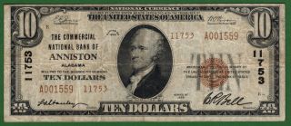 {anniston} $10 Tyii The Commercial National Bank Of Anniston Al Ch 11753 Vf photo