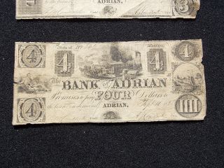 Adrian Michigan,  The Bank Of Adrian $4 Fine Net Rare Obsolete Note photo