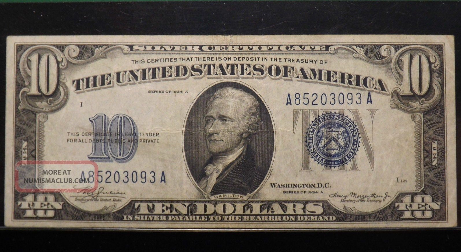 1934 A $10 Ten Dollar Silver Certificate Certified Pcgs Vf 25