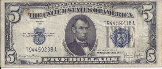 $5 Five Dollar Silver Certificate 1934 - D Clark - Snyder, photo