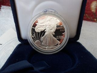 2001 ' W ' Proof American Silver Eagle W/box & C.  O.  A.  Ships Today photo