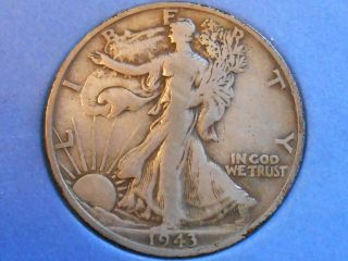 1943s Walking Liberty Half Dollar 50c Very Good Vg Ref 16 photo