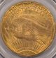1928 Saint Gaudens Gold Double Eagle $20 Pcgs Ms - 61 Cac Gold photo 3