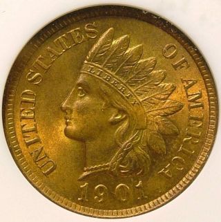 1901 Ngc Ms65rb Indian Head Small Cent Id Zz749 photo
