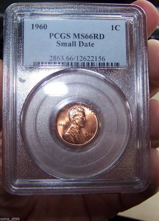 1960 Small Date Lincoln Cent Pcgs Ms66rd Red - photo