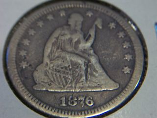 1876 Seated Liberty Silver Quarter Vg photo