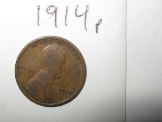 1914 P Vintage Us Issue 1 Cent Lincoln Wheat Back Penny - - Circulated photo