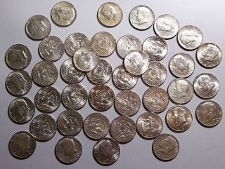 $b (3) Circulated 40% Kennedy Silver Half Dollars Various Dates 1965 - 1969d $$d photo