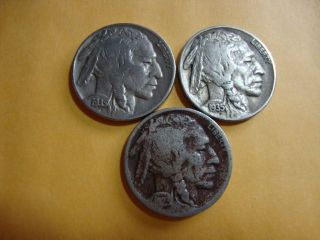 3 Full Dated Buffalo Nickel 1935 - S 1935 1923 photo