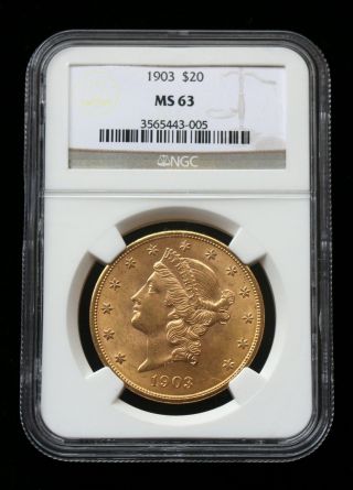 1903 $20 Liberty Double Eagle Certified Ms63 By Ngc & Insurance photo