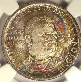 1946 Btw Washington Half Dollar - Ngc Ms67 - Rare Gem Rainbow Coin photo