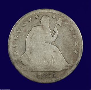 Seated Liberty Silver Half Dollar,  1875 S About Good photo