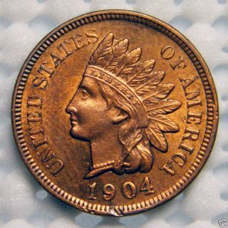 Choice Bu/red 1904 - P Indian Head Cent. . . . . . .  7723 photo