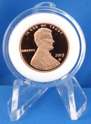 2013 S Lincoln Deep Cameo Proof Cent Encapsulated With Coin Display Easel photo