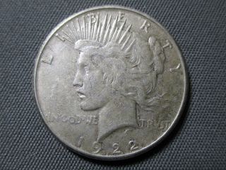 1922s Peace Dollar Coin Us Circulated Silver Discolored Usa photo