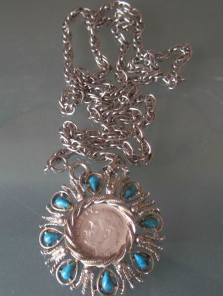 Silver Dime.  On 24 Inch Chain Pendant 1964 D photo