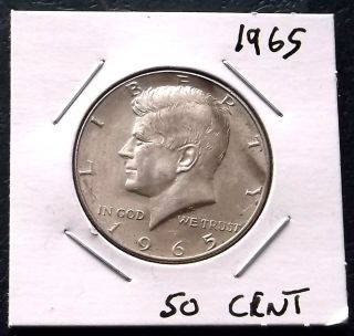 . 400 Silver 1965 50c Kennedy Half Dollar Circulated Toned photo
