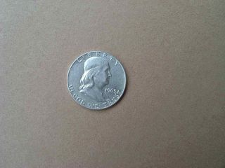1963 - D Franklin Half Dollar Lightly Circulated With Detail 90% Silver photo