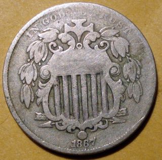 1867 Shield Nickel With Rays - Variety 1 - Shield 5c photo