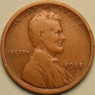 1918 D Lincoln Wheat Penny,  Ab 716 photo
