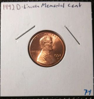 1992 - D 1c Rd Lincoln Cent photo