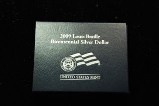 2009 Us Louis Braille Bu Commemorative Silver Dollar Coin & photo