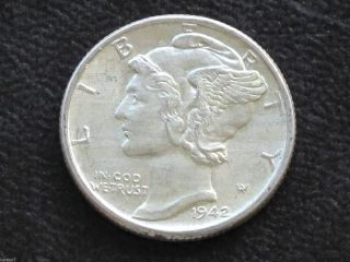 1942 - P Mercury Dime 90% Silver U.  S.  Coin D5013 photo